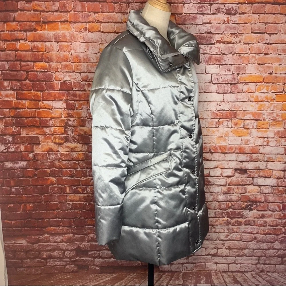 Sean John Silver Mid-length Quilted Puffer Coat